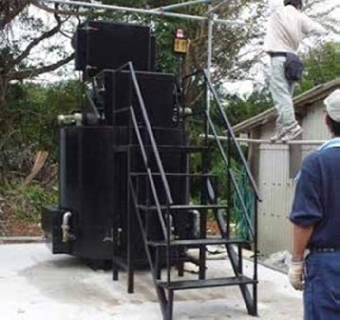 磁気熱分解炉の離島での設置例